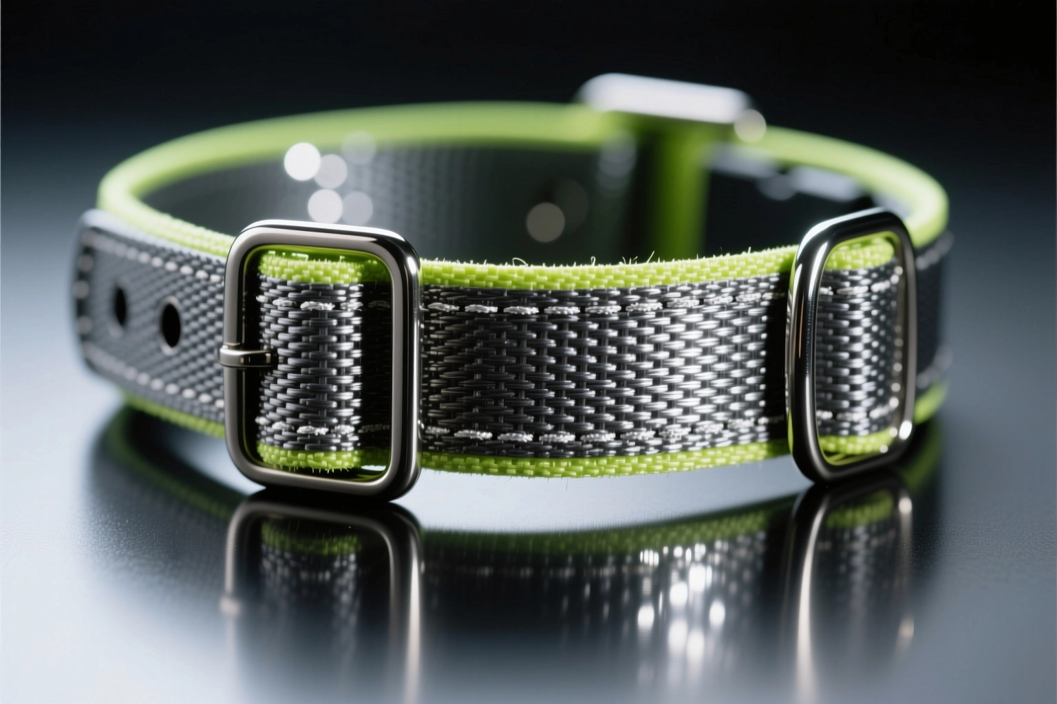 Макро светоотражающего ошейника под светом